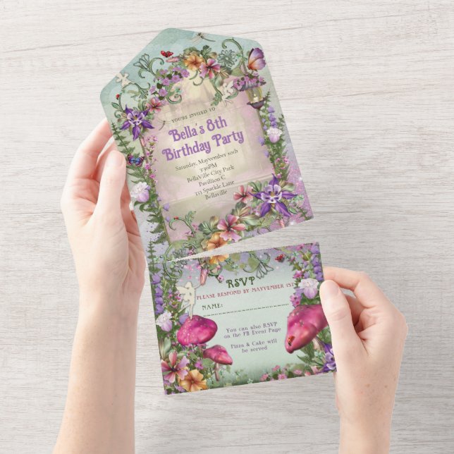 ALL IN ONE Fairy Birthday Einladung (Abreißen)