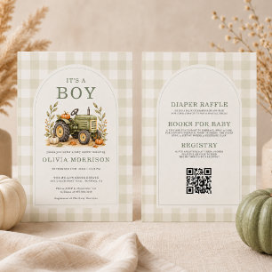 All in One Fall Traktor It's a Boy Baby Shower Einladung