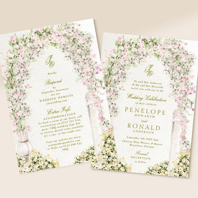 all in one floral garden arch rsvp details wedding einladung (Von Creator hochgeladen)