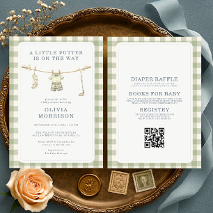 All in One Golf Gingham Wäscheleine Baby Shower-Ei Einladung