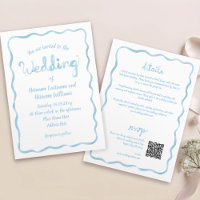 All in one Hand gezeichnete Blue QR UAWG Wedding
