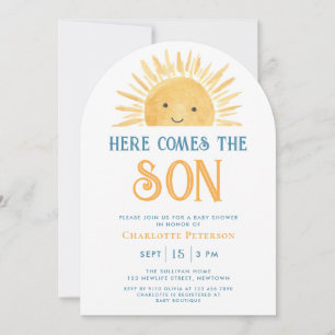 All In One Hier kommt der Sohn QR Code Baby Shower Einladung