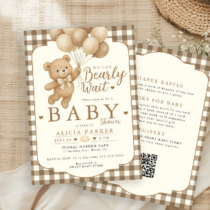 All in one kaum warten brauner Bär Baby Shower  Einladung