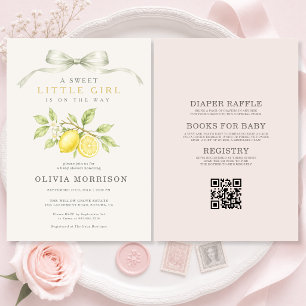 All in One Lemon Coquette Schleife Baby Shower Einladung