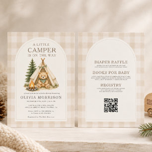 All in One Little Camper Gingham Baby Shower Einladung