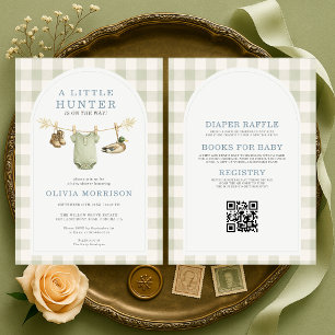 All in One Little Hunter Gingham Baby Shower Einladung