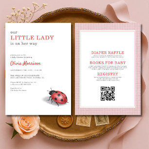 All-in-One-Marienkäfer-Gingham-Baby-Party Einladung