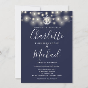 All In One Maritime Lichterkette Navy Hochzeit Einladung