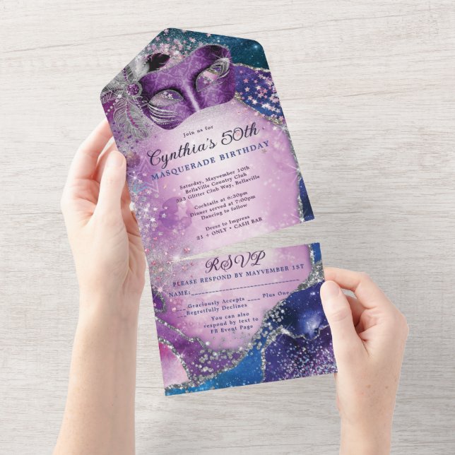 ALL IN ONE Masquerade Party Einladung (Abreißen)