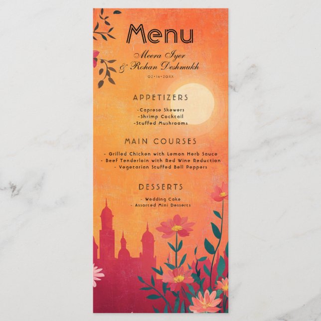 All in one Menu +Drinks Sunset Serenade Menükarte (Vorderseite)