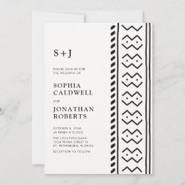 All in One Modern Boho Mudcloth Monogram Wedding Einladung