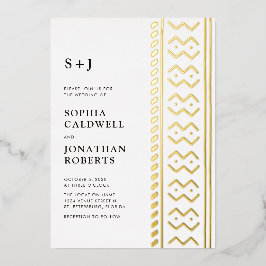 All in One Modern Boho Mudcloth Monogram Wedding Folieneinladung