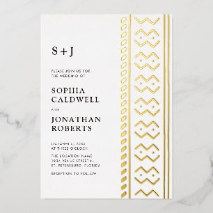 All in One Modern Boho Mudcloth Monogram Wedding Folieneinladung