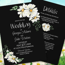 All in One Moody Black Daisies Hochzeitseinladung Einladung