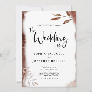 All in One Moody Fall Foliage Calligrafy Wedding Einladung