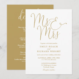 All in one Mr. und Mrs. Elegant Gold Wedding Einladung