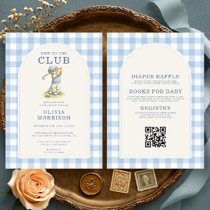 All in One Neu im Club Golf Bär Blau Baby Shower Einladung