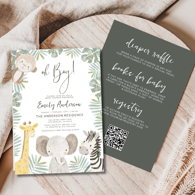 All in One Oh Boy Safari Animal Baby Dusche Einladung (Von Creator hochgeladen)