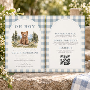 All in One Oh Boy Woodland Bär Baby Shower Einladung