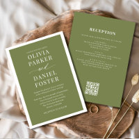 All in One Olive Green QR Code Minimalistisch Hoch