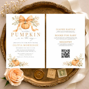 All in One Orange Bow Kürbis Herbst Baby Shower Einladung