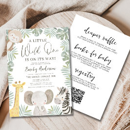 All in One QR Code Wild One Safari Baby Shower Einladung