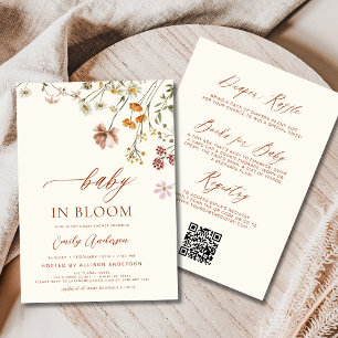 All in One QR Code Wildblume Baby in Bloom Shower Einladung