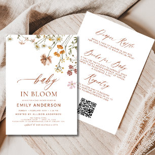 All in One QR Code Wildblume Baby in Bloom Shower Einladung