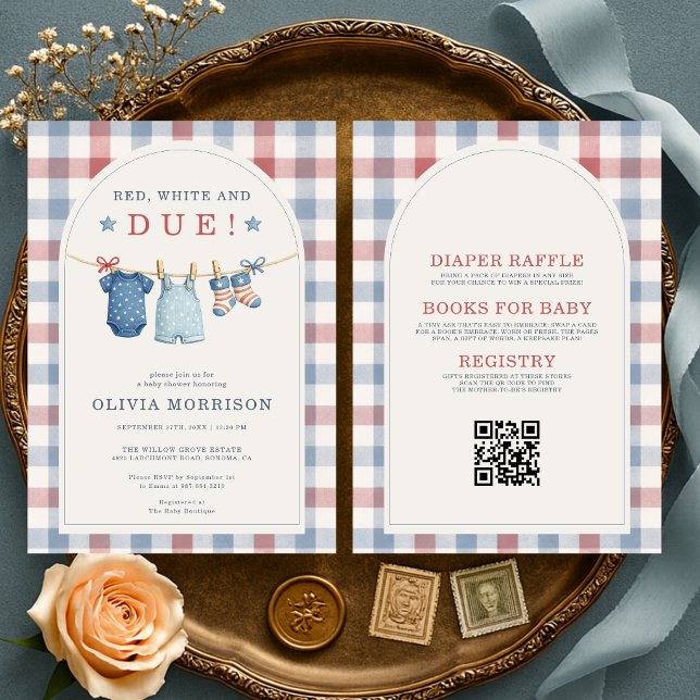 All in One Red White and Due Baby Shower Einladung (Von Creator hochgeladen)