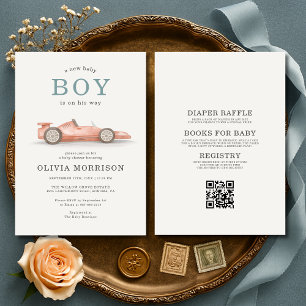 All-in-One-Rennwagen-Baby-Party Einladung