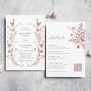 All In One Romantische Staubige Rose Botanische Ho Einladung