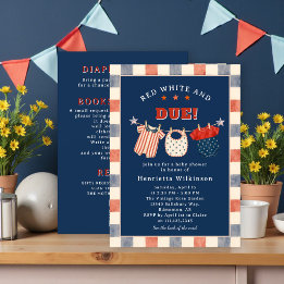 All in One Rot Weiß und Fällig Baby Shower Einladung