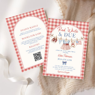 All in One Rot Weiß und Fällige Babyparty Einladung