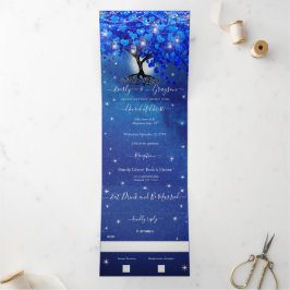 All in one Royal Blue Heart Leaf Wedding Dreifach Gefaltete Einladung