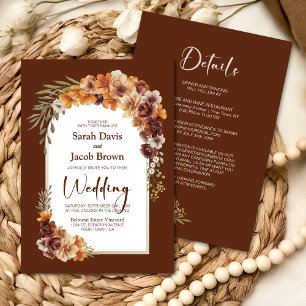 All in one Rustic Floral Terracotta Arch Wedding Einladung