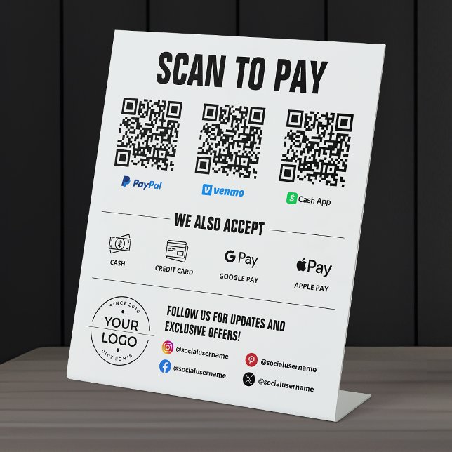 All-in-One Scan to PayPal PayPal Venmo Cash App Sockelschild (Von Creator hochgeladen)
