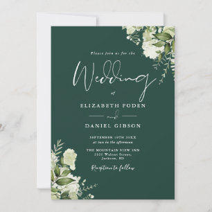 All In One Smaragdgrün Florale Hochzeit Einladung