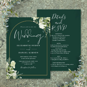 All In One Smaragdgrün Grün Gold Bogen Hochzeit Einladung