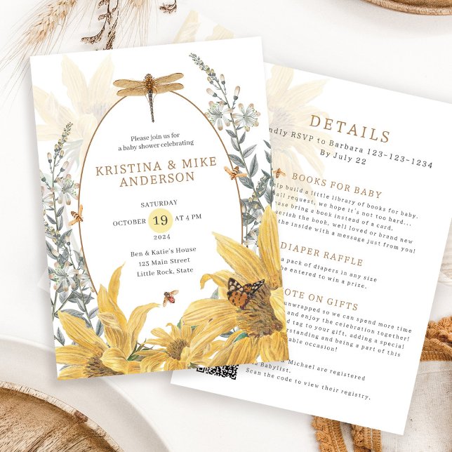 All in One Sunflower Herbst Wildblume Babydusche Einladung (Von Creator hochgeladen)