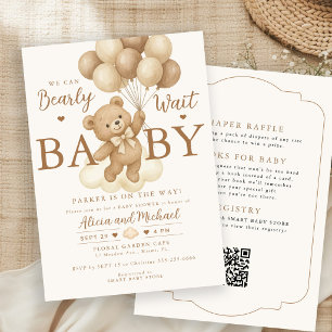 All-in-One-Teddybär-Ballon neutrale Babyparty Einladung