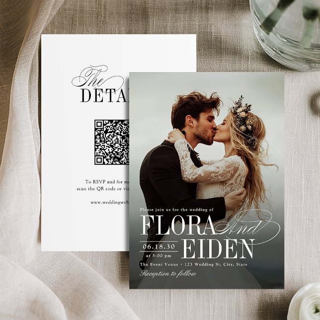 All in One Timeless Typography 3 photo Wedding Einladung (All in One Timeless Typography 3 photo Wedding Invitation)