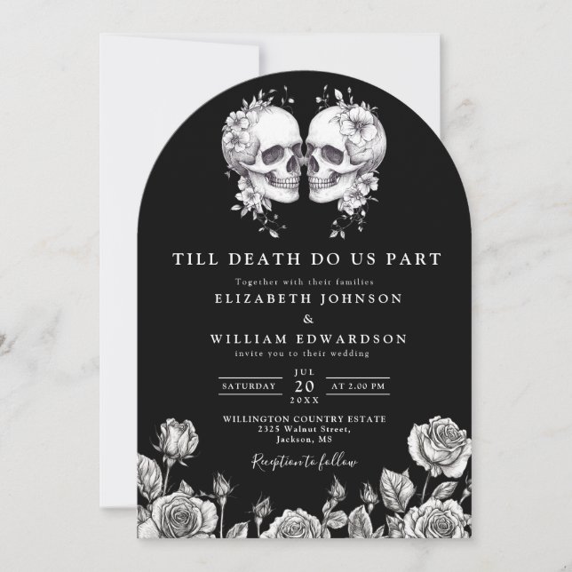 All in one to ill Death Gothic Skull QR Code Hochz Einladung (Vorderseite)