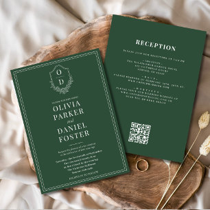 All in one Wappen Emerald Green QR Code Wedding Einladung