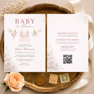All in One Wäscheleine Baby in Bloom Babyparty Einladung