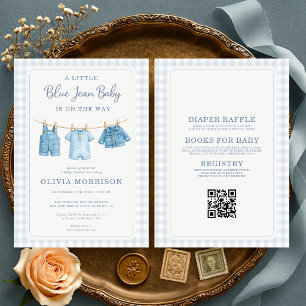 All in One Wäscheleine Blue Jean Baby Baby Shower- Einladung