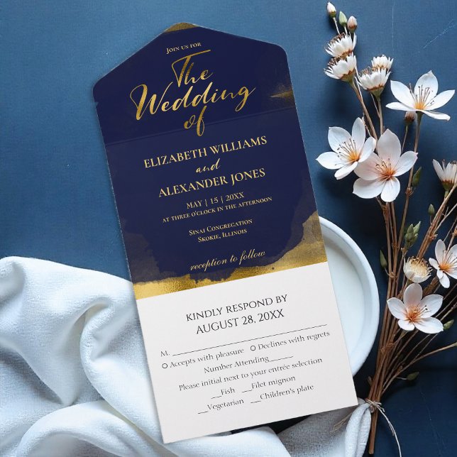 All in one Wedding Einladungen | Abstraktes Blau (Von Creator hochgeladen)