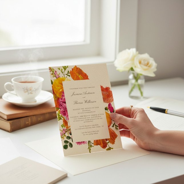 all in one wedding qr code orange poppy wedding einladung (Von Creator hochgeladen)