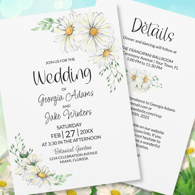 All in One White Daisises Wedding Einladung (Von Creator hochgeladen)