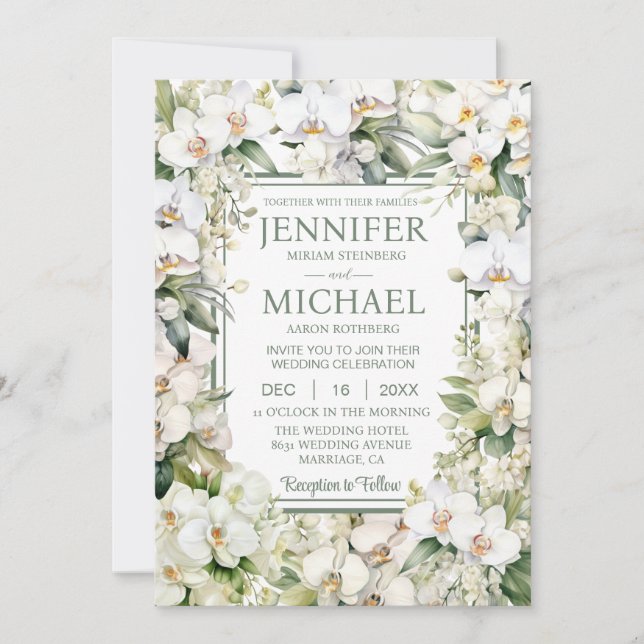 All in One White Orchids Hochzeitseinladungen Einladung (Vorderseite)