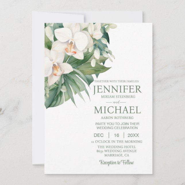 All in One White Orchids Hochzeitseinladungen Einladung (Vorderseite)